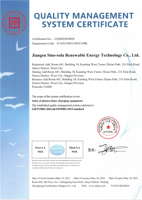 Quality System Certificate
